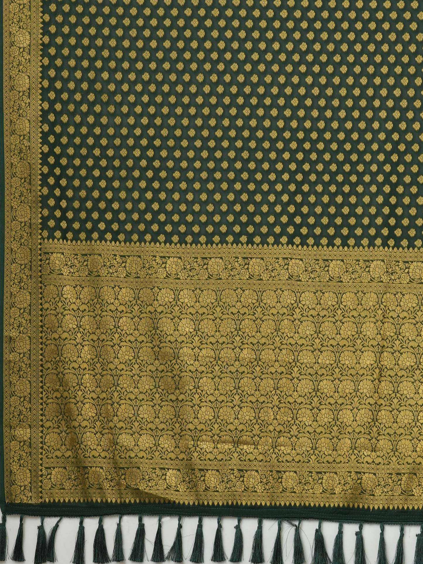 Women's Georgette Green Woven Design Designer Saree With Blouse Piece