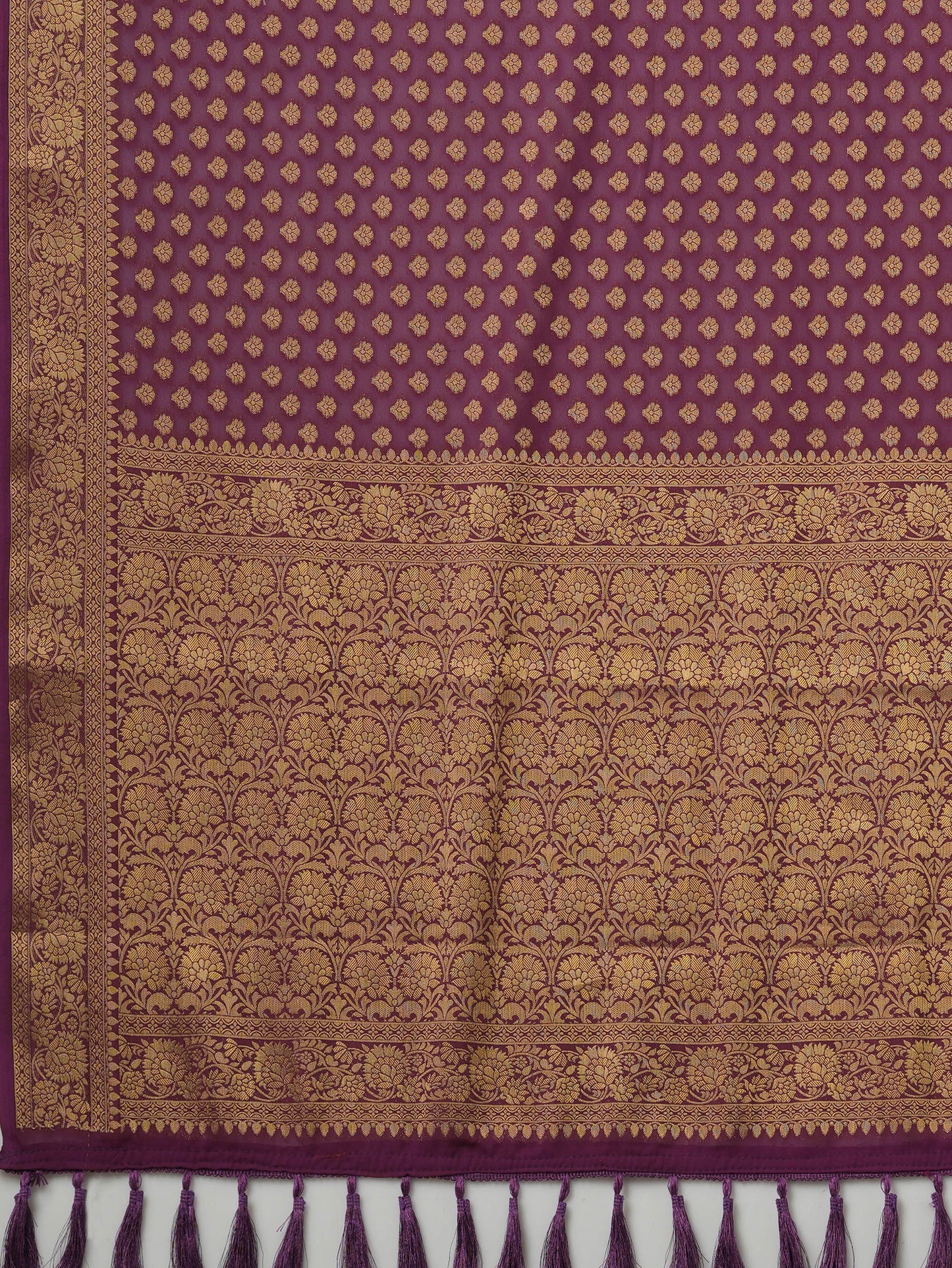 Women's Georgette Burgundy Woven Design Designer Saree With Blouse Piece