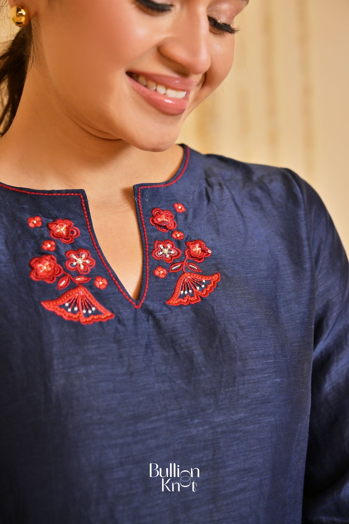 Dhiyona BN Tatvaneel Linen Deep Blue pockets Kurta Set