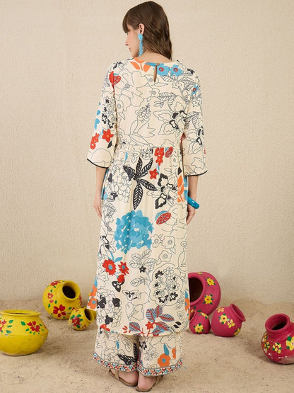 Women Floral Printed Regular Kurta with Palazzos
