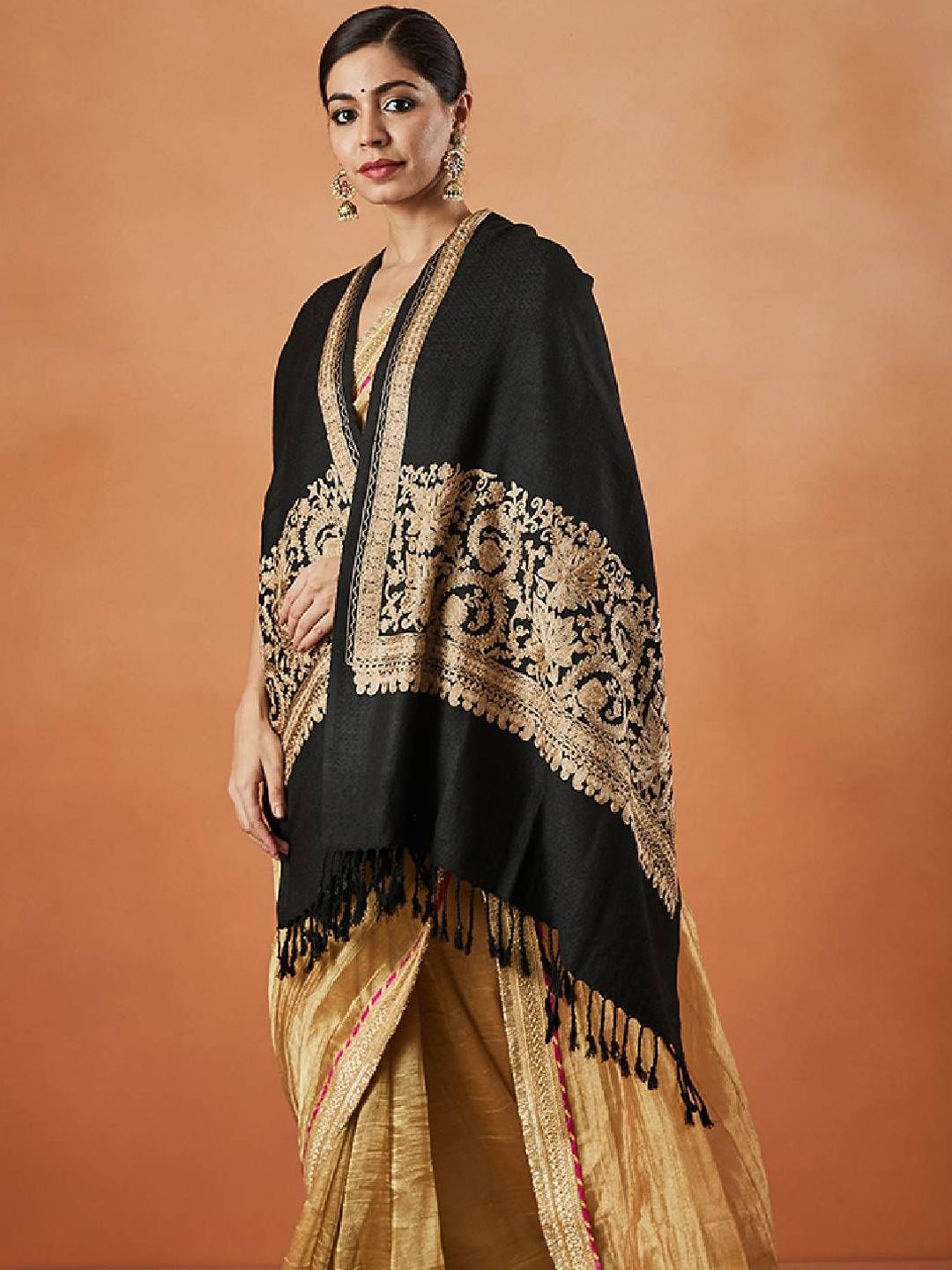 Dhiyona PA Vasant Aari Ethnic Motifs Embroidered Shawl