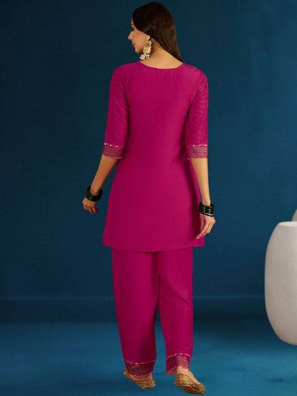 Dhiyona CH Women Ethnic Motifs Embroidered Regular Thread Work Kurta with Trousers