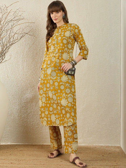 Floral Printed Pure Cotton Kurta With Trouser