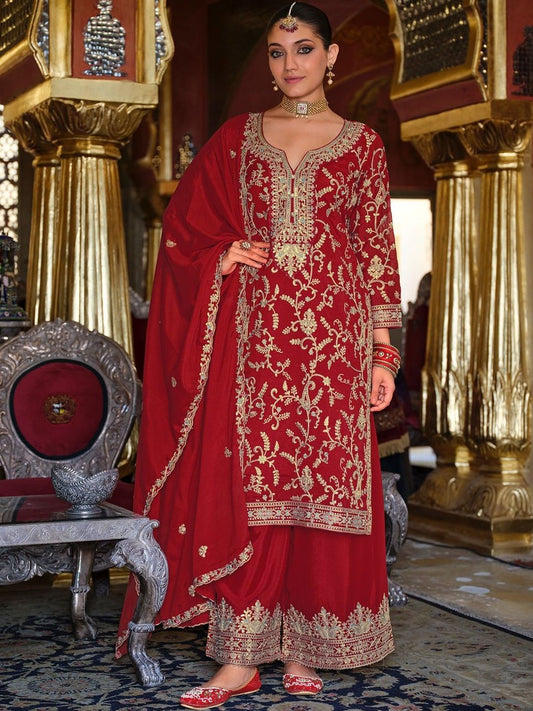 Women Ethnic Motifs Embroidered Kurta with Palazzos & Dupatta