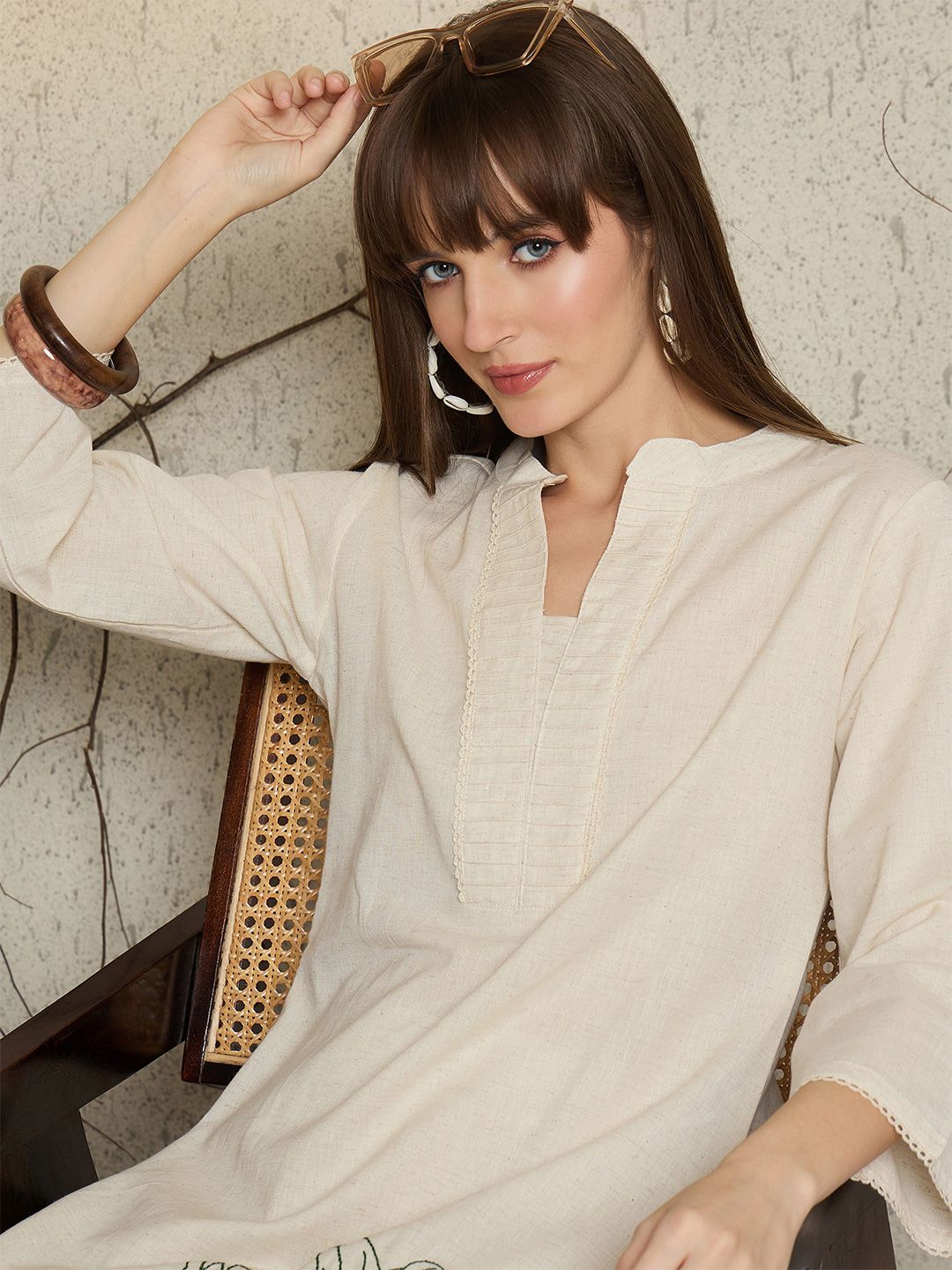 Women Ethnic Motifs Embroidered Pure Cotton Kurta with Palazzo