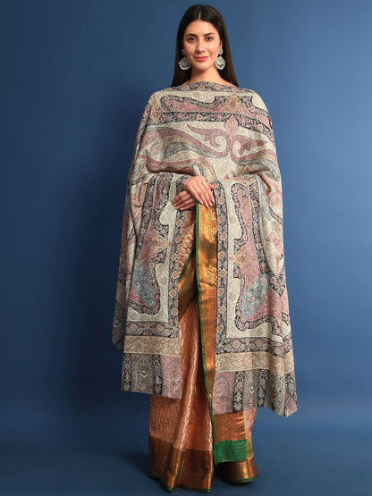 Dhiyona PA Ethnic Motifs Embroidered Woollen Shawl