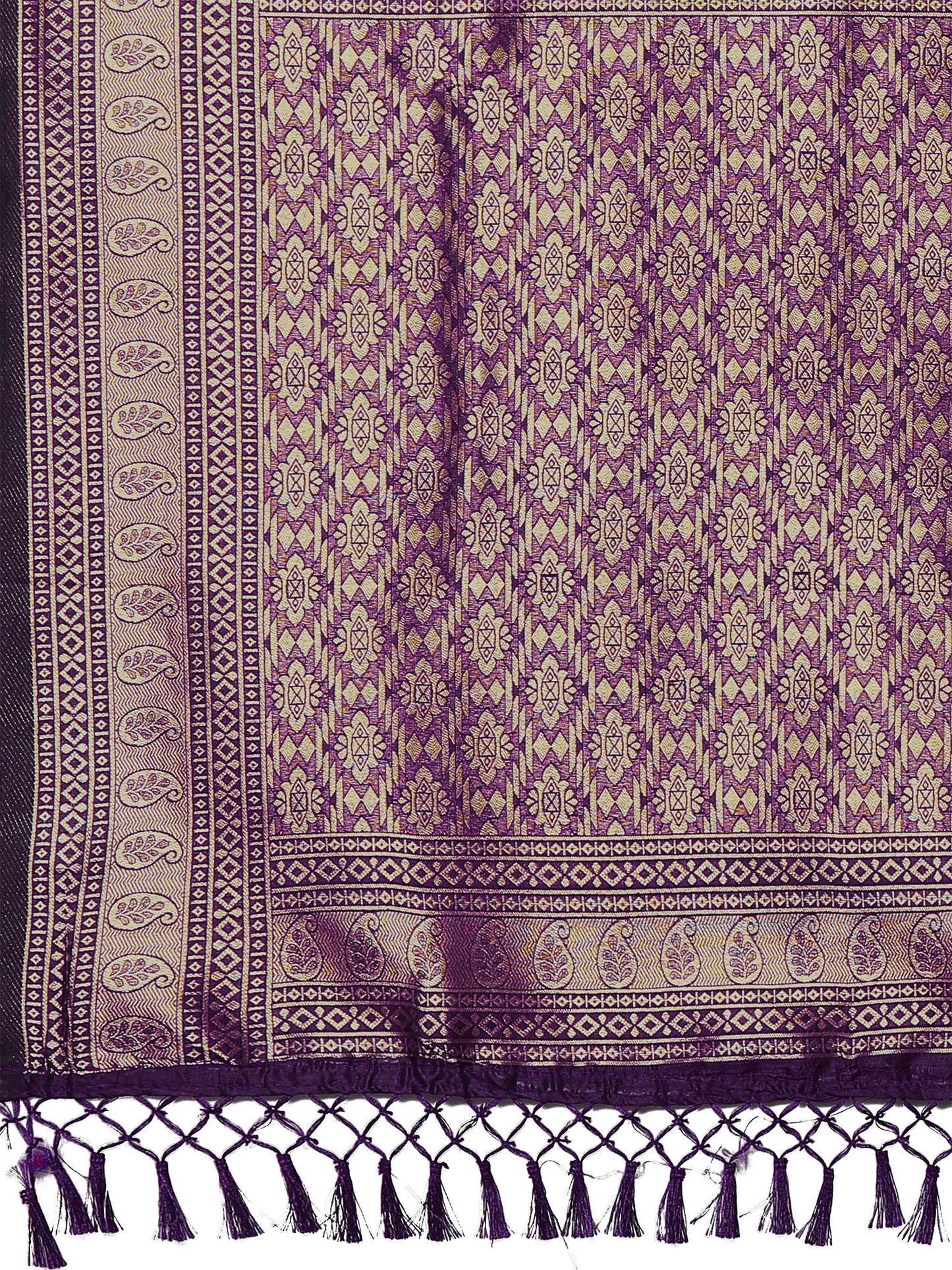 Women's Silk Blend Purple Woven Design Designer Saree With Blouse Piece