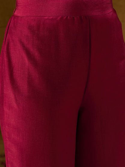 Dhiyona IE Ethnic Motifs Embroidered Gotta Patti Straight Kurta With Trousers & Dupatta