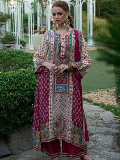 Women Printed Regular Mirror Work Kurta with Palazzos & With Dupatta