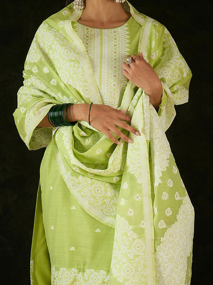 Women Ethnic Motifs Regular Kurta with Trousers & With Dupatta