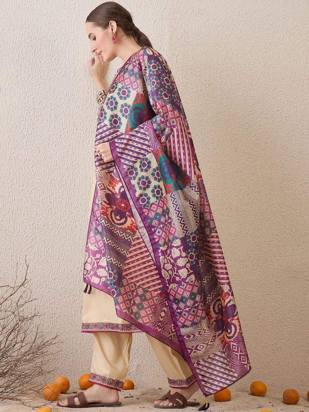 Women Ethnic Motifs Embroidered Regular Thread Work Kurta with Salwar & Dupatta