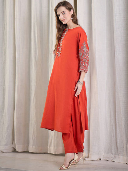 Dhiyona IE Embroidered Cotton Tunic With Trouser