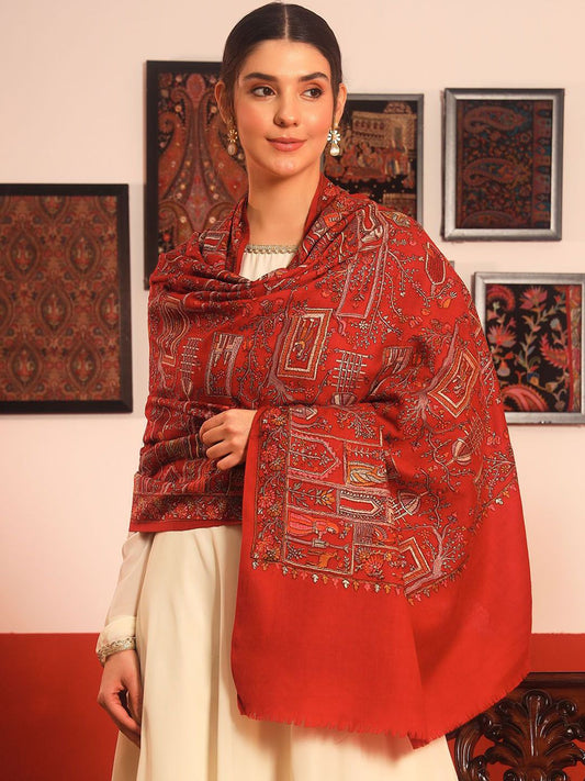 Dhiyona PA Embroidered Arwina Pure Wool Shawl