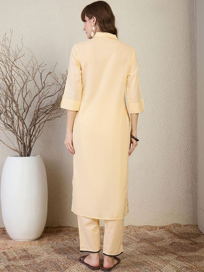 Women Ethnic Motifs Embroidered Regular Thread Work Pure Cotton Kurta with Trousers