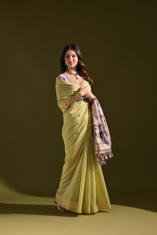 Dhiyona GR Women's Siara Green Muga Cotton Saree
