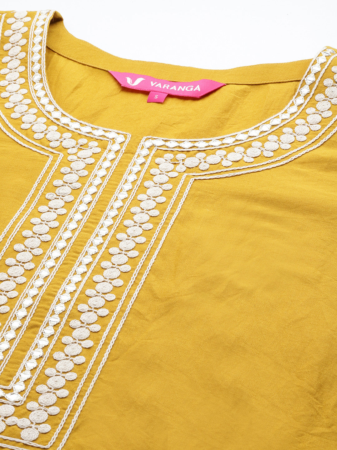 Dhiyona VR Women's Yellow Embroidered Kurta With Tonal Bottom And Tonal Dupatta