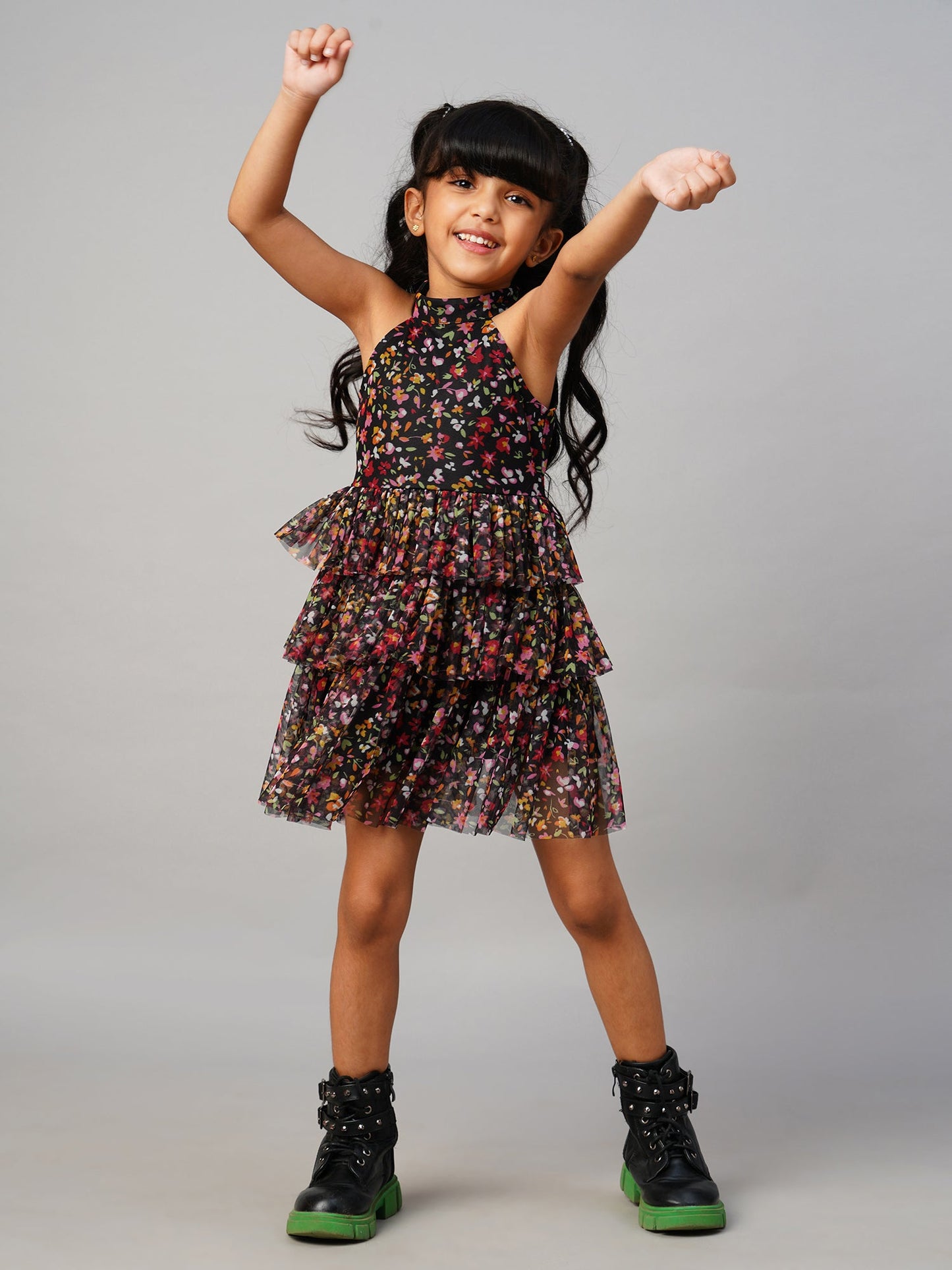 Razzle Dazzle Girls Black Georgette Party Dress