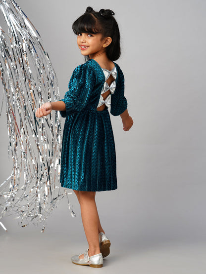 Glam Up Girls Teal Velvet Party Dress