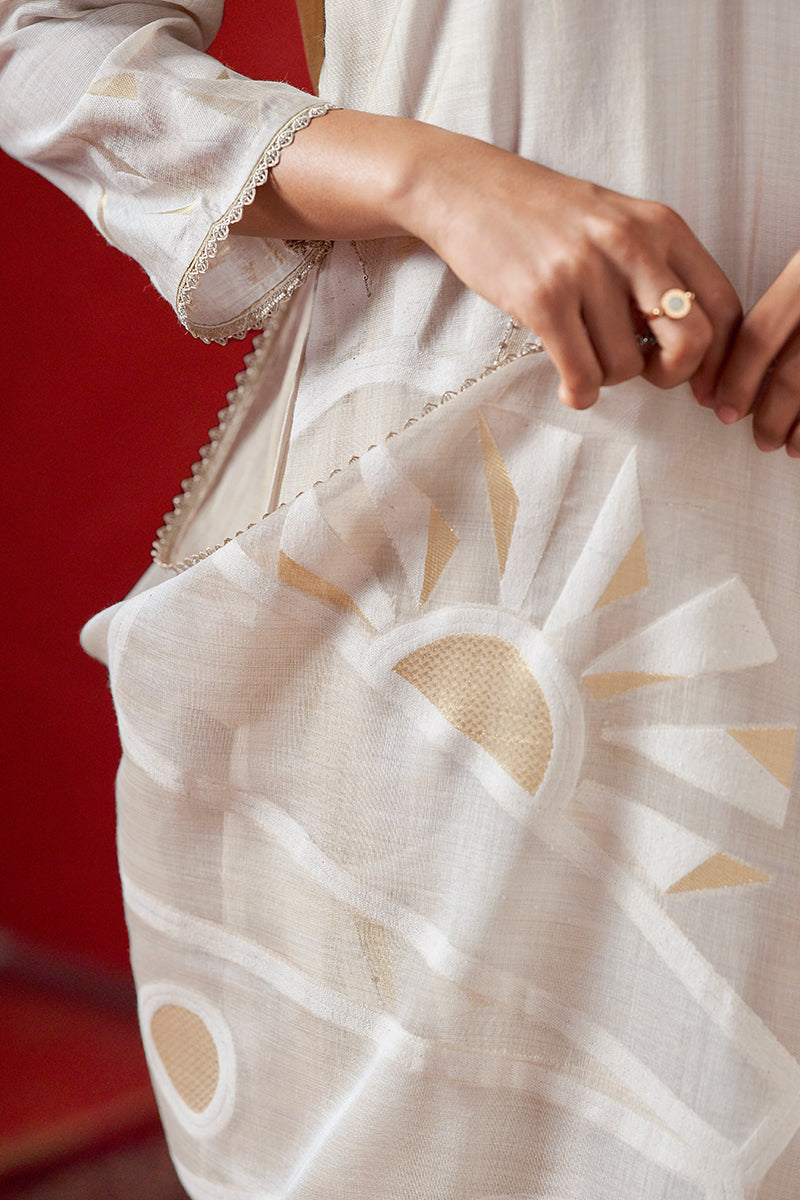 Women's Fog Beige Viscose Chanderi Woven Salwar Suit