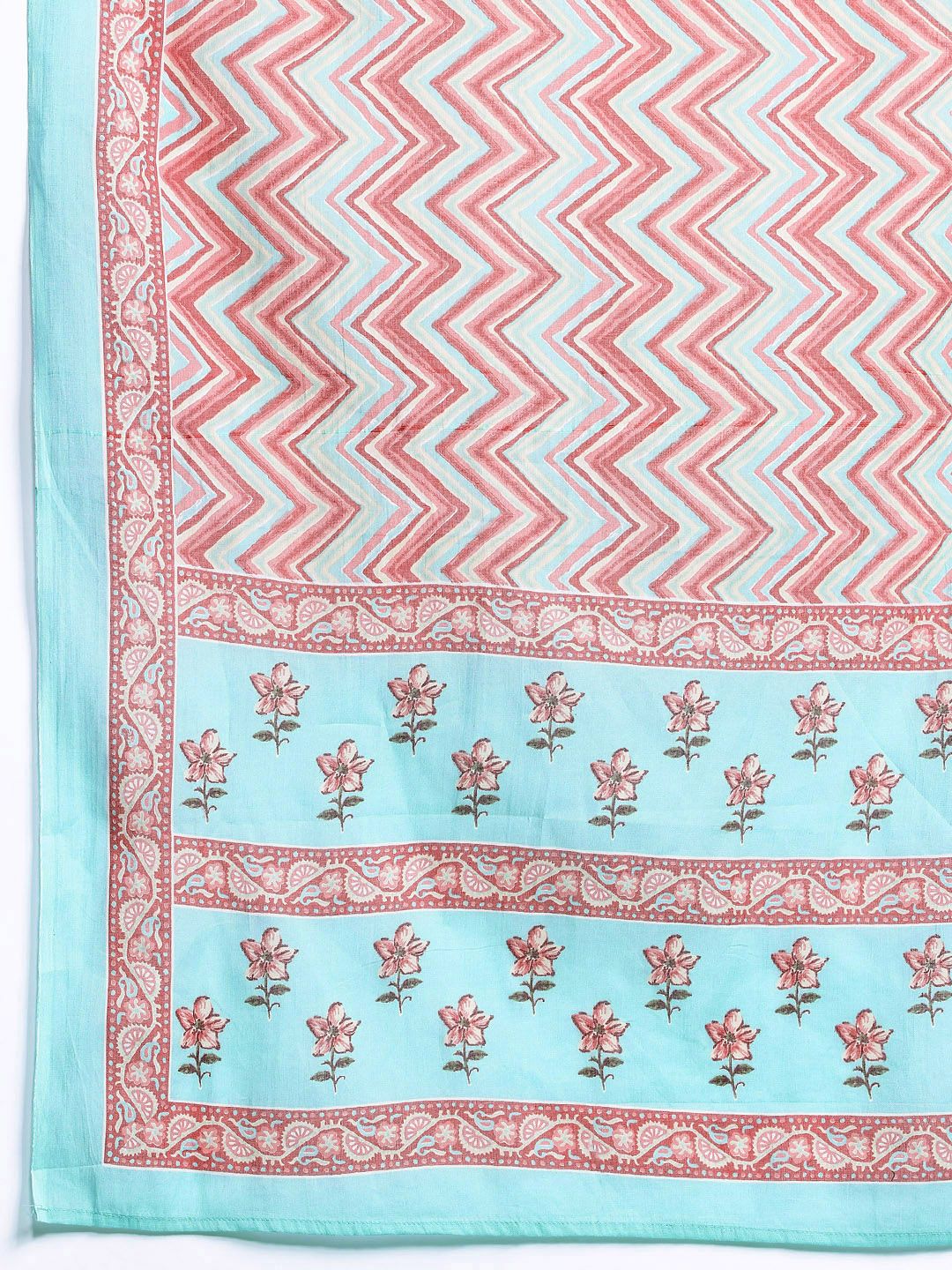 Dhiyona IE Floral Printed Pure Cotton Kurta With Trousers & Dupatta