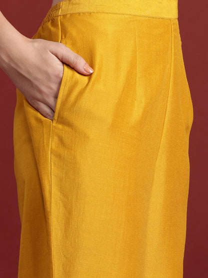 Dhiyona IE Floral Embroidered Thread Work Kurta with Trousers & Dupatta