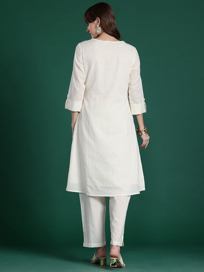 Dhiyona IE Floral Printed Regular Pure Cotton Kurta with Trousers