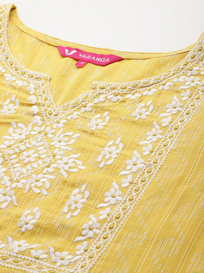 Dhiyona VA Women's Regular Thread Work Kurta with Trousers & With Dupatta