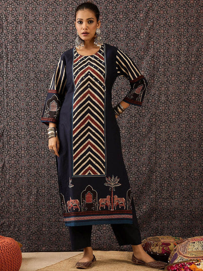 Women Printed Regular Sequinned Pure Cotton Kurta with Trousers & With Dupatta