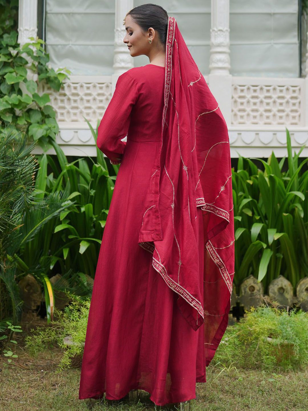 Dhiyona IE Women Ethnic Motifs Embroidered Empire Kurta with Trousers With Dupatta