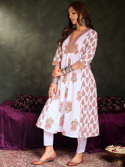 Dhiyona IE Printed A-Line Kurta Set