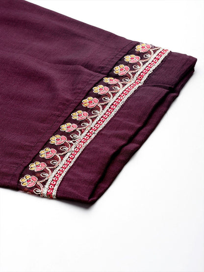 Dhiyona IE Plus Size Floral Embroidered Embellished Straight Kurta with Trouser And Dupatta