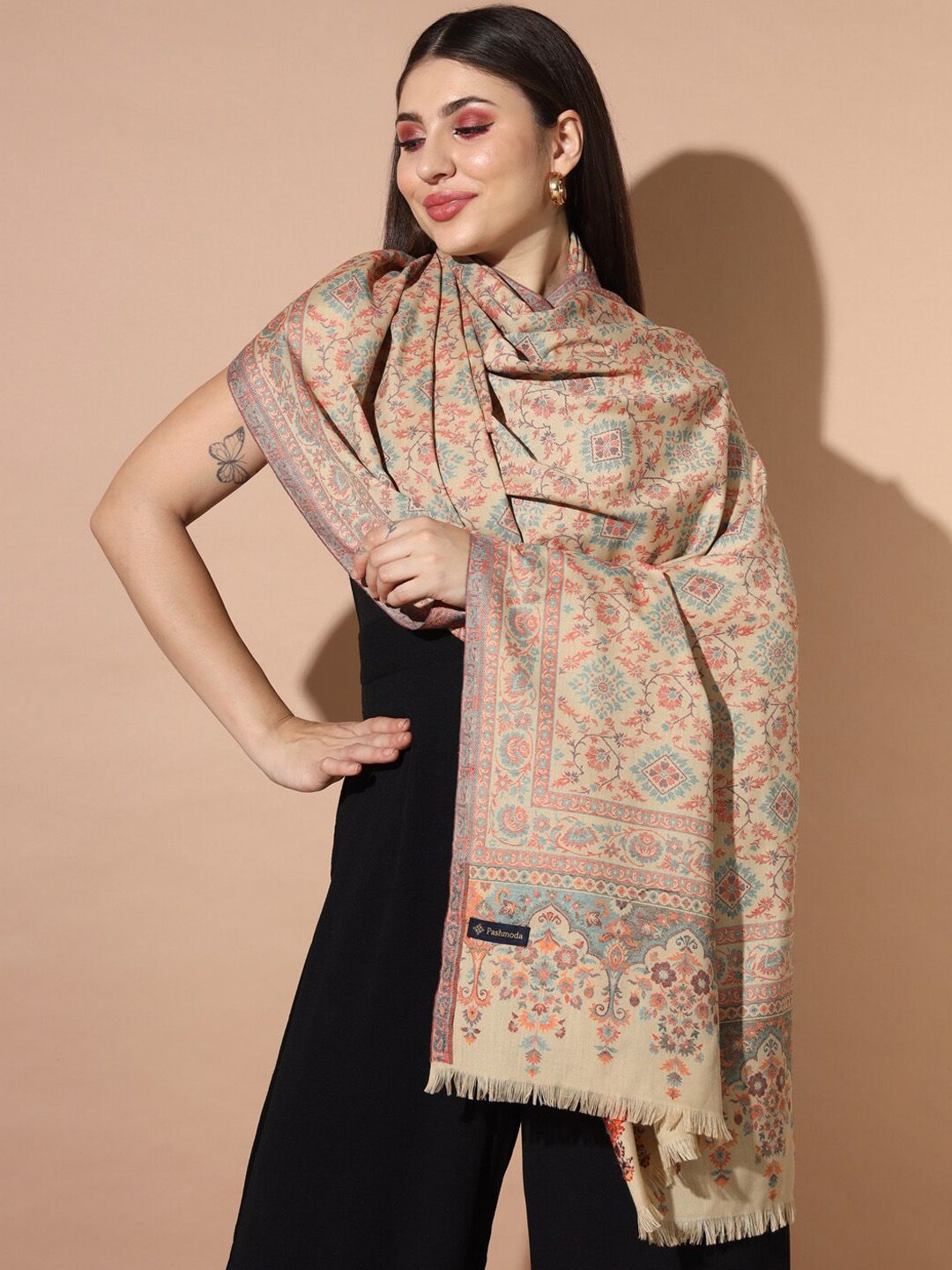 Dhiyona PA Ethnic Motifs Woven Design Jamawar Shawl