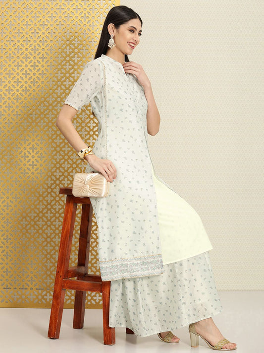 Dhiyona PD Women Women Floral Printed Pure Cotton Jashn Kurta with Jacket & Skirt