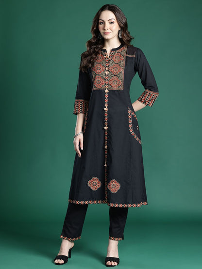 Ethnic Motifs Printed Pure Cotton Kurta with Trousers