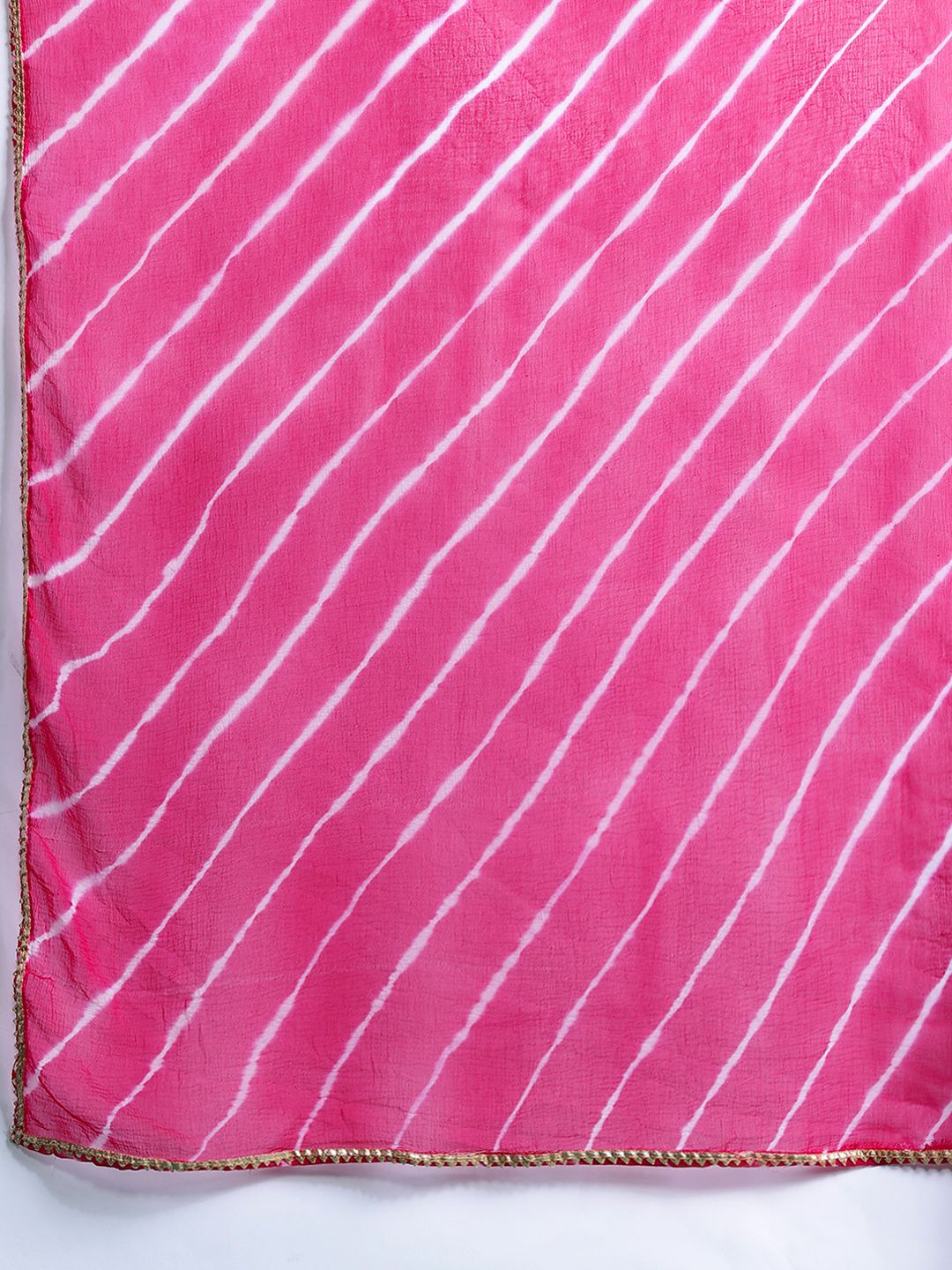 Dhiyona IE Leheriya Printed Zari Kurta With Trousers & Dupatta