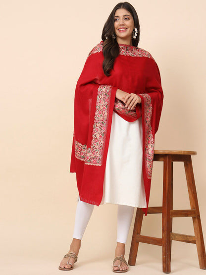 Dhiyona PA Floral Embroidered Pure Woolen Shawl