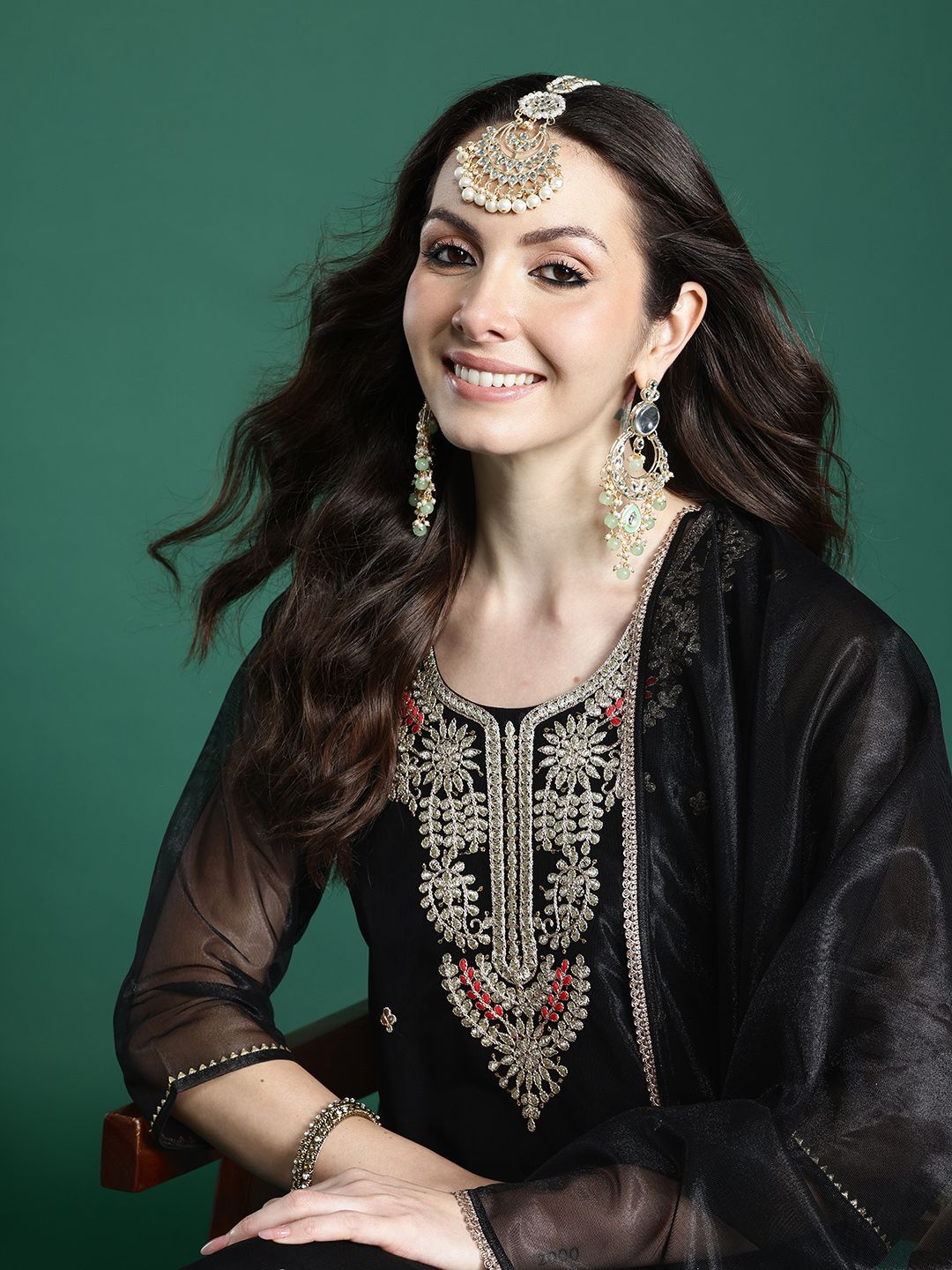 Dhiyona IE Ethnic Motifs Embroidered Kurta with Trousers & Dupatta