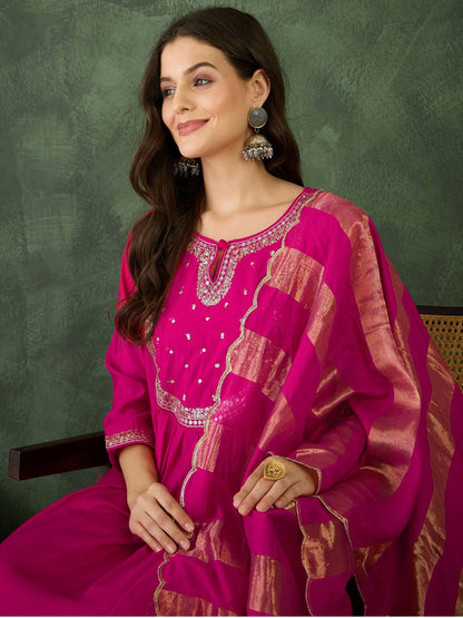 Dhiyona KA Women Embroidered A-Line Kurta Set