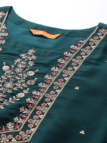 Dhiyona IE Floral Embroidered Regular Kurta with Trousers & Dupatta