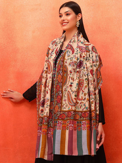 Dhiyona PA Paisley Embroidered Naqqashi Pure Wool Kalamkari Shawl