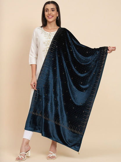 Dhiyona PA Crystal Work Velvet Shawl