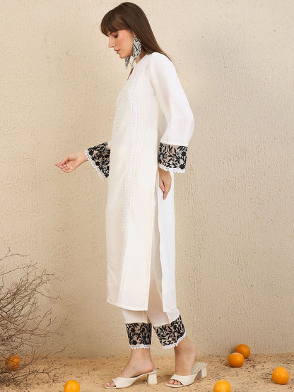 Dhiyona IE Mandarin Collar Straight Tunic With Trousers