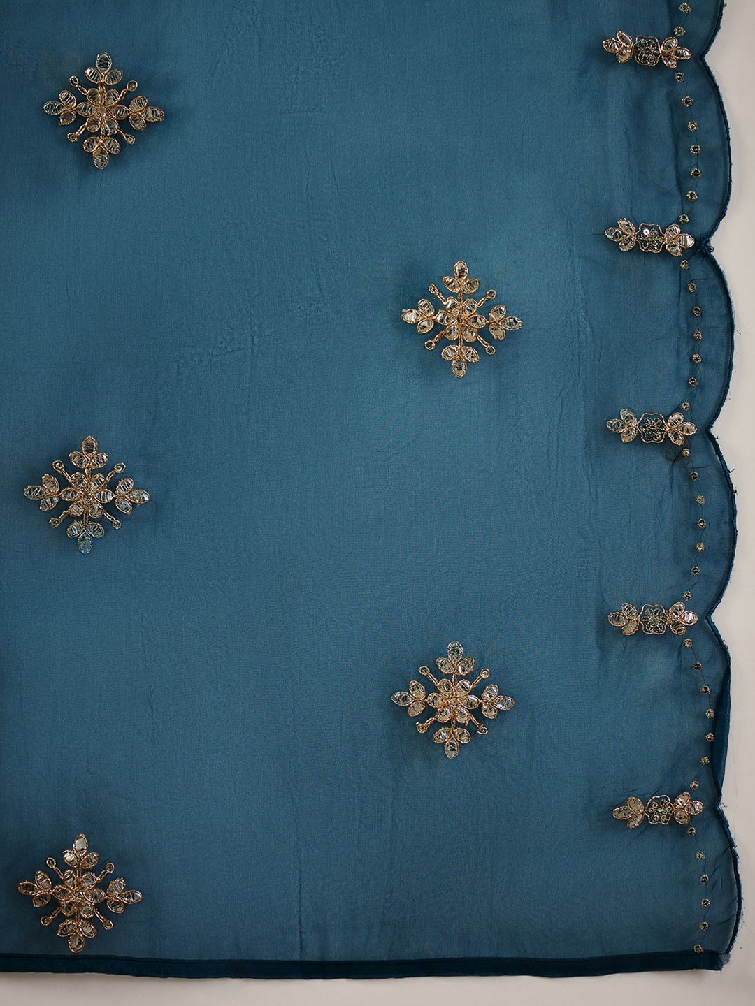 Dhiyona IE Ethnic Motifs Embroidered Gotta Patti Straight Kurta With Trousers & Dupatta