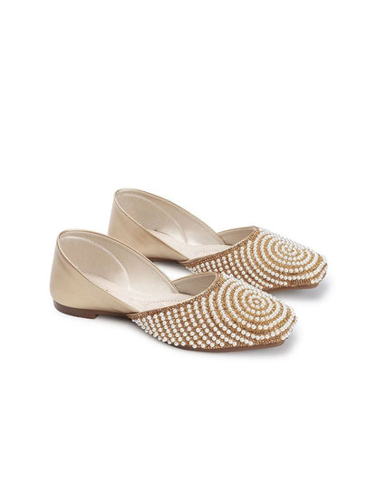 Dhiyona AK Women Leather Embellished Slip-On Ballerinas