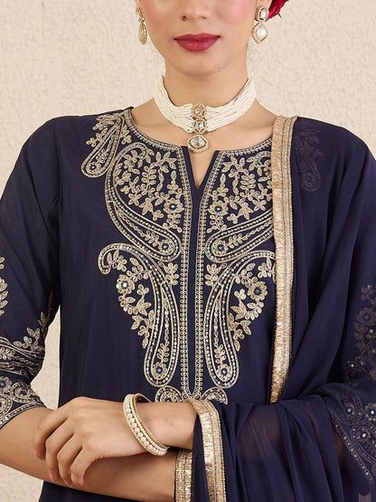 Dhiyona IE Women Solid Woven Design Kurta with Pyjama & Dupatta