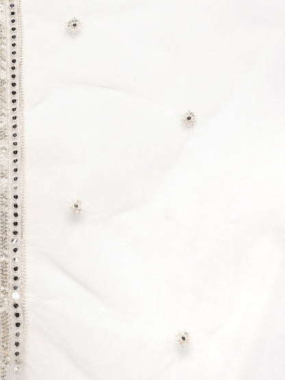 Women White Ethnic Motifs Embroidered Kurta with Trousers & With Dupatta