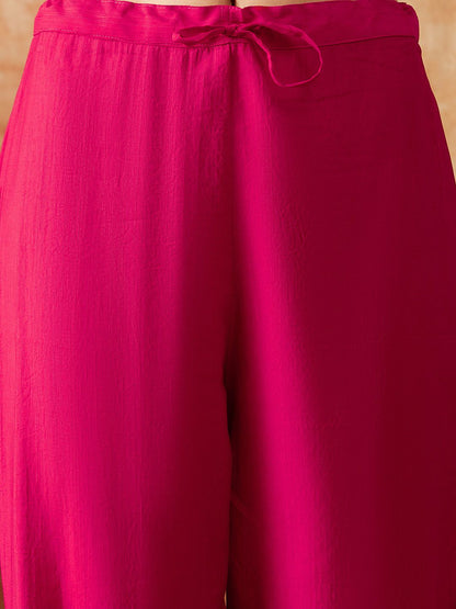 Dhiyona SN Women's Pink Floral Embroidered Sequinned Kurta With Trouser & Dupatta