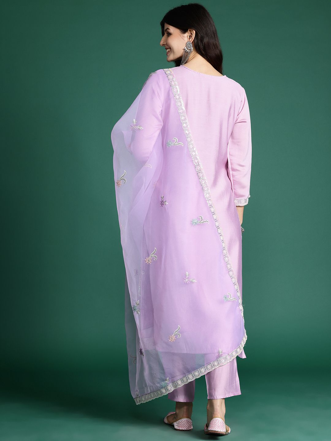 Ethnic Motifs Embroidered Kurta with Trousers & With Dupatta