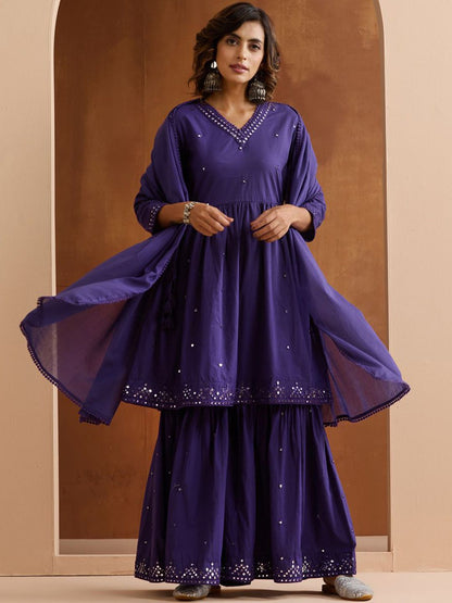 Dhiyona IS Women's Women Ethnic Motifs Embroidered Cotton Kurta with Trousers & Dupatta