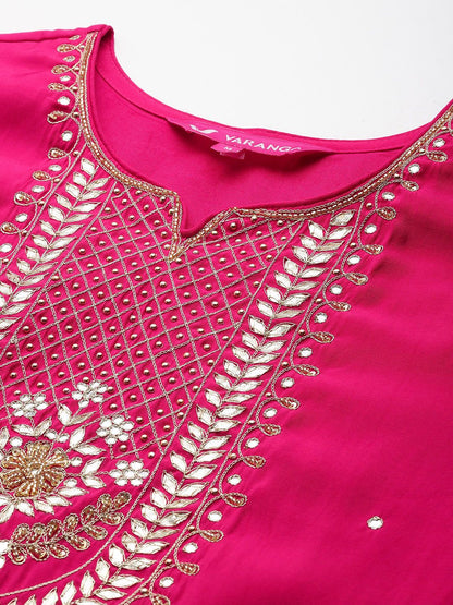 Dhiyona VA Women'sEthnic Motifs Yoke Design Gotta Patti Kurta With Trousers & Dupatta